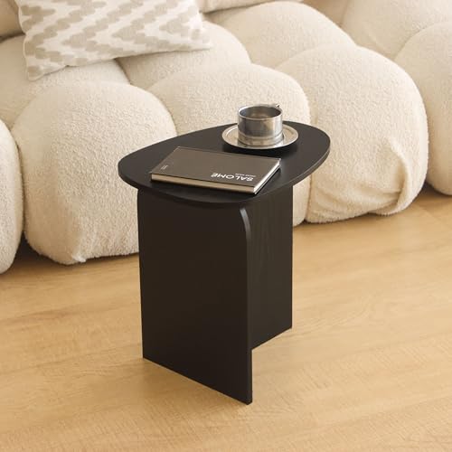 AWASEN Black Side Table, Small Triangle End Table Living Room, Black | Modern Accent Table with Unique Tabletop, Mini Bedside Table for Small Spaces - color: Black