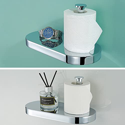 RANDOM Toilet Paper Holder with Phone Shelf, SUS 304 Stainless Steel Modern Bathroom Accessories Tissue Roll Dispenser Toilet Paper Holder Round,Polished Chrome.93088C - color: A-polished Chrome