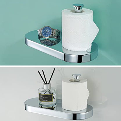 RANDOM Toilet Paper Holder with Phone Shelf, SUS 304 Stainless Steel Modern Bathroom Accessories Tissue Roll Dispenser Toilet Paper Holder Round,Polished Chrome.93088C - color: A-polished Chrome