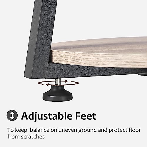 BEWISHOME Small Round Side Table, End Table with Storage Shelves, Greige | Metal Frame, 3-Tier Shelves, Nightstand Bedside Table, Small Couch Coffee Table, KTZ41G - color: Greige, size: without PowerOutlet