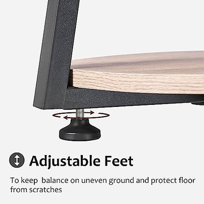 BEWISHOME Small Round Side Table, End Table with Storage Shelves, Greige | Metal Frame, 3-Tier Shelves, Nightstand Bedside Table, Small Couch Coffee Table, KTZ41G - color: Greige, size: without PowerOutlet