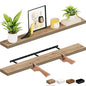 Ballucci Floating Shelves, 55" Wood Wall Shelf Set of 2, with Invisible Brackets for Bathroom, Living Room, Bedroom, Kitchen, Nursery, 6" Deep, Oak - color: Natural Oak, size: 55.1 inches