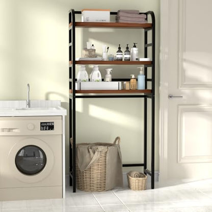 3-Tier Over The Toilet Storage Rack, Freestanding Bathroom Organizer Metal Frame Toilet for Small Spaces, Bathroom, Balcony, Laundry (Black) - color: Black