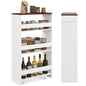LOKO 4-Tier Rolling Storage Cart, 8 Inches Slim Kitchen Cart on Wheels with Open Shelves & Handle, Laundry Room Cart Between Washer and Dryer, for Bathroom Next to Fridge (White & Rustic Brown) - color: White & Rustic Brown