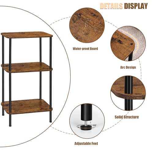 smusei Small End Table Stand 3 Tier Telephone Table Tall End Table 30 Inches High with Storage Shelves Bed Side Table Living Room Nightstand for Bedroom, Office, Sofa Couch, Rustic Brown - color: Brown