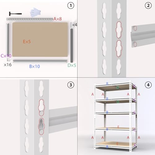White Storage Shelving Unit，40" W 5 Tier Storage Shelve，Adjustable Heavy-Duty Shelving for Pantry, Kitchen, Garage, Closet,Office (72" 40" 19") - size: White 72"*40"*19" 5T