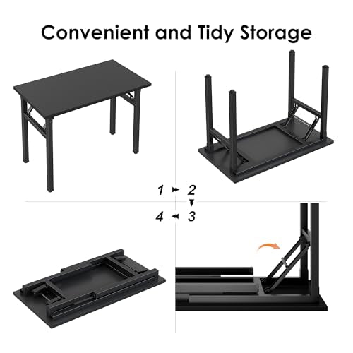 Need Office Computer Desk -35.8 L Sturdy and Heavy Duty Folding Laptop Table,Writing Table/Home Office Desk/Sewing Table, No Assembly Required, Black & Black Frame - color: Black & Black Frame, size: 35.8inch