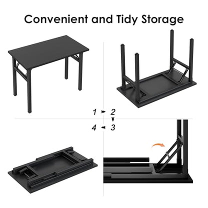 Need Office Computer Desk -35.8 L Sturdy and Heavy Duty Folding Laptop Table,Writing Table/Home Office Desk/Sewing Table, No Assembly Required, Black & Black Frame - color: Black & Black Frame, size: 35.8inch