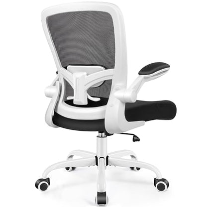 FelixKing Office Chair, Ergonomic Desk Chair Breathable Mesh Chairs Adjustable High Back Lumbar Support Flip-up Armrests, Executive Rolling Swivel Comfy Computer Chairs Home Office White - color: White