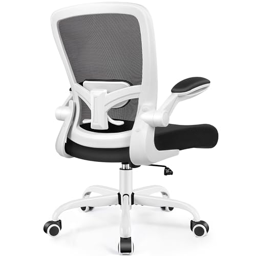 FelixKing Office Chair, Ergonomic Desk Chair Breathable Mesh Chairs Adjustable High Back Lumbar Support Flip-up Armrests, Executive Rolling Swivel Comfy Computer Chairs Home Office White - color: White