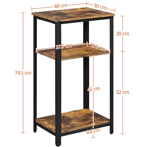 Yaheetech Large 3-Tier Tall End Table, 30 Inches High Side Table with Wooden Shelves & Strong Metal Frame for Living Room Small Space, 12 x 16 x 29.5 inches，Rustic Brown - color: Rustic Brown