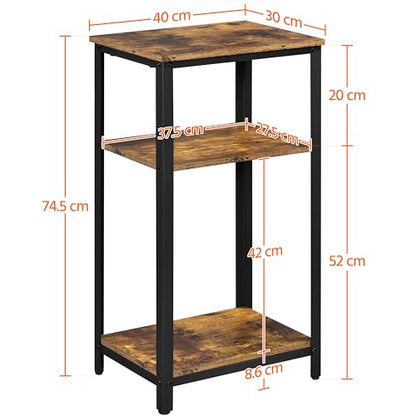 Yaheetech Large 3-Tier Tall End Table, 30 Inches High Side Table with Wooden Shelves & Strong Metal Frame for Living Room Small Space, 12 x 16 x 29.5 inches，Rustic Brown - color: Rustic Brown