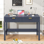 YOMILUVE Fluted Computer Desk with 2 Drawers, 39 Inch Small Computer Desk with Storage, Compact Writing Study Desk for Small Spaces, Blue - color: Blue