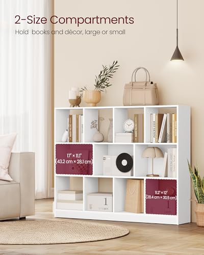 VASAGLE Bookcase Open Storage Shelf, 9.4 x 49.6 x 39.4 Inches | Bookshelf 3-tier book shelf, Cloud White, CUSTOS Collection, ULBC454W01 - color: Cloud White, size: 11 Cubes (9.4"D x 39.4"H), style: 1 Pack