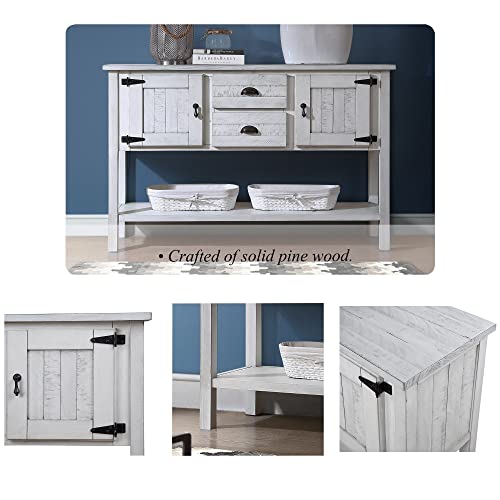 LKTART Solid Wood Farmhouse Console Table,Sofa Table with Storage Drawers and Shelves,Entryway Table for Entry Hallway Foyer Sofa Side Table,Easy Assembled (46.5" Antique White) - color: Antique White