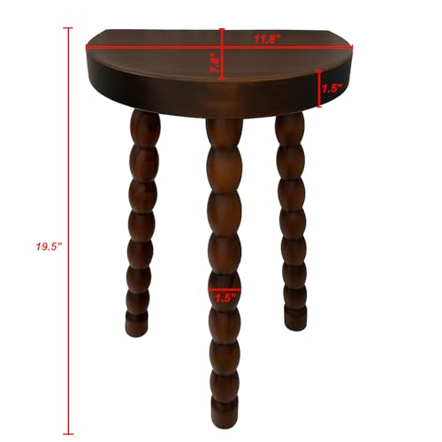 LitaEther 19.5" Wooden Bobbin Leg Side Table - Half Round Wooden Accent Stool for Bedroom, Hallway, Living Room, Sofa Side (2, Walnut) - color: Walnut