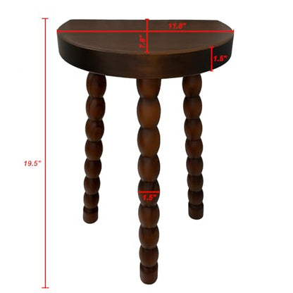 LitaEther 19.5" Wooden Bobbin Leg Side Table - Half Round Wooden Accent Stool for Bedroom, Hallway, Living Room, Sofa Side (2, Walnut) - color: Walnut