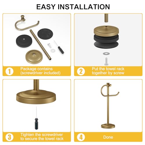 Stand Hand Towel Holder, Countertop Towel Bar, Antique Brass | 17 Inch Bathroom Towel Hanger, Freestanding Vanity Counter Top Towel Holder, Towel Ring Hardware Accessories, Stainless Steel - color: Antique Brass