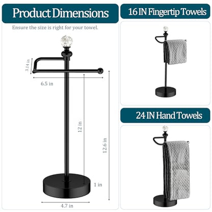 ROLABAM Bath Hand Towel Holder Stand, 2 Pack Stainless Steel Black Towel Rack Hand Holder for Bathroom, Small Countertop Free Standing Hand Towel Rack with Heavy Base (Matte Black, 2 Pack) - color: Matte Black-2pcs