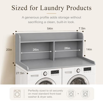 Royxen Laundry Countertop with 20“ Shelf Universal Fit, Washer and Dryer Countertop with Storage Space, Gray - color: Gray