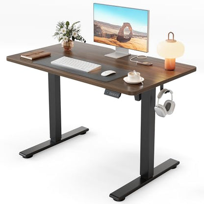 Cubiker Standing Desk, 40x24 Inches Sit Stand Home Office Desk, Electric Stand up Desk, Adjustable Desk with Splice Board, Black Frame/Black Walnut Top - color: Black Walnut, size: 40x24