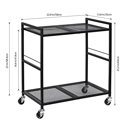 OYEAL Computer Tower Stand, PC Tower Stand Metal Rolling Cart Holds up to 40lbs, 2 Tier Mobile Printer Stand with Storage Under Desk for Home & Office, Black - color: Black