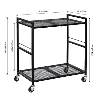 OYEAL Computer Tower Stand, PC Tower Stand Metal Rolling Cart Holds up to 40lbs, 2 Tier Mobile Printer Stand with Storage Under Desk for Home & Office, Black - color: Black