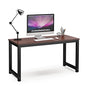 Tribesigns Computer Desk, 55 inch Large Office Desk Computer Table Study Writing Desk for Home Office, Teak + Black Leg - color: Teak + Black Leg, size: 55*23.6 inch