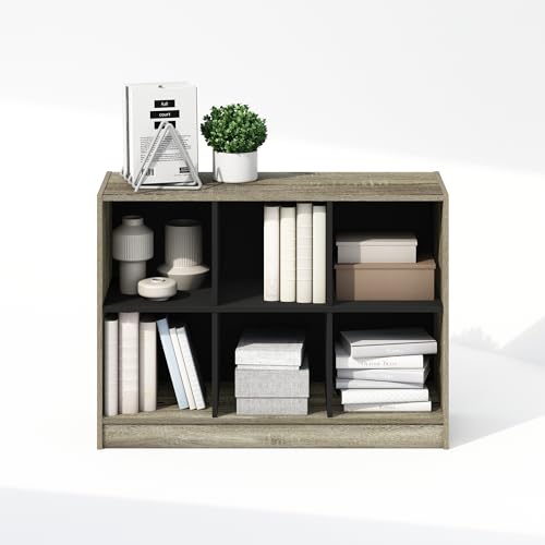 Furinno Basic Book Shelf, 3x2 Bookshelf, Cube Organizer Cabinet Bookcase with Shelf Storage, 11.9 x 31.6 x 23.6, for Living Room, Bedroom, Home Office, French Oak - color: French Oak