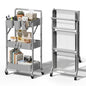 Foldable 3 Tier Metal Utility Rolling Cart, Folding Mobile Multi-Function Storage Trolley Organizer Cart for Home Library Office(Grey) - color: Gray