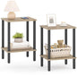 TUTOTAK End Table, Set of 2, Side Table, Nightstand, 2-Tier Storage Shelf, Sofa Table for Small Space, Living Room, Bed Room TB01BG035 - color: Greige