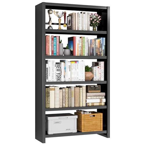 VASAAOSD Metal Book Shelf, 69.3" Tall Black Bookshelves, 5 Tier Open Bookshelf, Toolless Assembly Black Shelves for Home Office, Living Room, Study - color: Black, size: 3 Tier