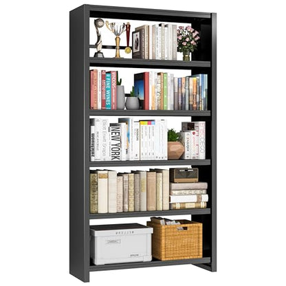 VASAAOSD Metal Book Shelf, 69.3" Tall Black Bookshelves, 5 Tier Open Bookshelf, Toolless Assembly Black Shelves for Home Office, Living Room, Study - color: Black, size: 3 Tier