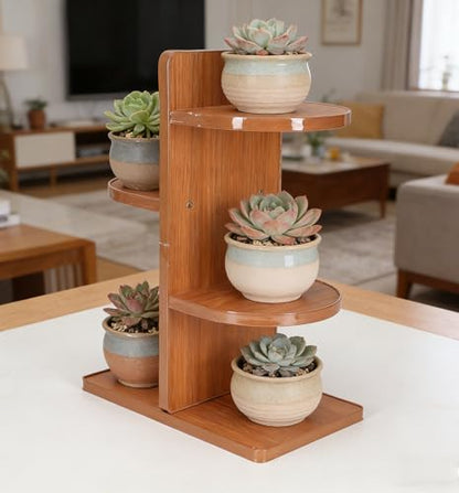 Bamboo Tabletop Plant Stand,3 Tier Indoor Succulent Plant Shelf for Windowsill & Desk, Corner Desktop Plant Holder,Sill Flower Countertop Display Organizer for Home Office Decor-16.3" Tall