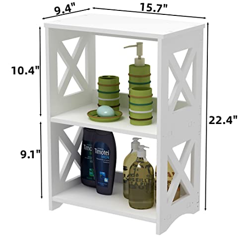 3-Tiers Narrow Side Table, Slim Nightstand Bedside Table, Small Bookshelf | Modern End Table for Small Spaces, Living Room, Bedroom, Bathroom and Office.