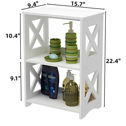 3-Tiers Narrow Side Table, Slim Nightstand Bedside Table, Small Bookshelf | Modern End Table for Small Spaces, Living Room, Bedroom, Bathroom and Office.