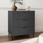 25.6" W Black Fluted Nightstand with 3 Drawer, Modern Wood Night Stands | Bedside Table for Bedroom King/Queen Bed, End Table with Robot-friendly Legs for Living Room,Entry - color: 3 Drawers-1pcs-black