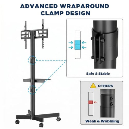 Mobile TV Stand with Tilt & Rolling Wheels, Fits 23–65 Inch LED LCD TVs, Portable TV Cart with Adjustable Media Shelf, Holds 99 lbs (Max VESA 400x400mm) for Living Room, Bedroom, Office - size: Style 4 15"D x 17"W x 57.7"H