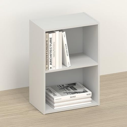 Toki 2-Tier Book Shelf, Bookcase, Bookshelf, 9 x 16 x 21 Inches, for Home Office, Living Room,White - color: White, size: 2-Tier