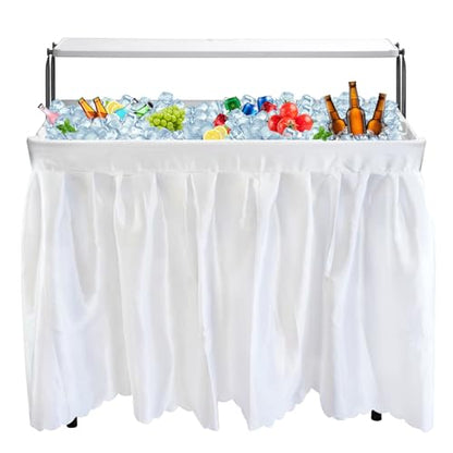 CDEN 4 ft ice Cooler Table, Outdoor Folding ice Table, Portable Cooler Table, ice Table, with Sink and Drain, with Removable Skirt (White) - size: WHITE