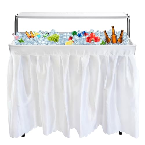 CDEN 4 ft ice Cooler Table, Outdoor Folding ice Table, Portable Cooler Table, ice Table, with Sink and Drain, with Removable Skirt (White) - size: WHITE