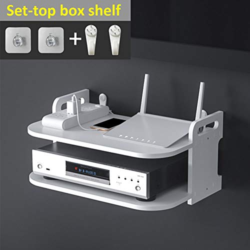 Floating Shelf for TV Components, White Floating TV Stand Wall Mounted Media Console Shelf Mini Storage Box Router Shelfs for Home(Color:White)