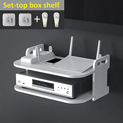 Floating Shelf for TV Components, White Floating TV Stand Wall Mounted Media Console Shelf Mini Storage Box Router Shelfs for Home(Color:White)