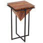 The Urban Port 26 Inch Pyramid Shape Wooden Side Table | Brown Finish, Cross Black Metal Base, Modern Accent End Table, For Living Room, Bedroom, Entryway, Lounge, Home Decor Display - size: 26-Inch