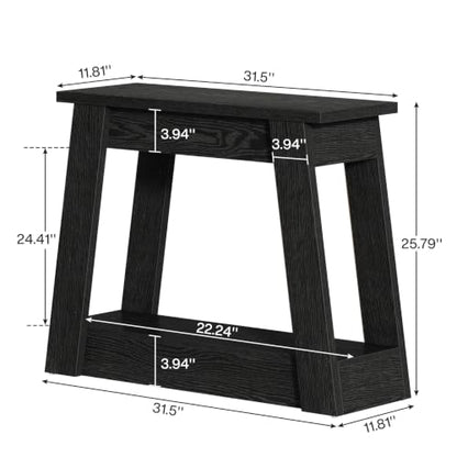 Tribesigns Wood End Table, Small Side Table with 2 Storage Shelves, Rustic Accent Narrow Nightstand for Living Room, Bedroom (2, Black) - color: Black