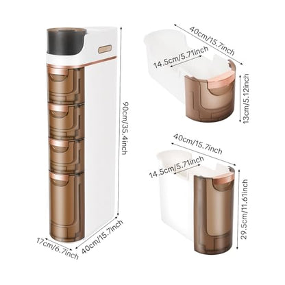 4-Drawer Narrow Slim Storage Cart, Rolling Cart With Drawers,PP Material Waterproof Moisture-Proof, Silent Wheels Top Rotatable Box, Transparent Drawers No Assembly, Bathroom Bedroom