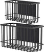 Magnetic Shelf Fridge Basket Bin for Whiteboard Washer Dryer Locker Cabinet | No Drilling Or Tools Needed, Reusable Magnet Organizer Classroom Office Home Kitchen Laundry Storage Rack Container Holder - style: (2-Pack) Black/(L+XL)