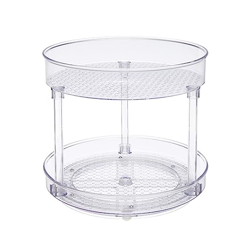 Amazon Basics Lazy Susan Turntable Organizer for Spices and Condiments, 9" Diameter, 2 Tier, Clear - size: 9" Diameter, 2 Tier