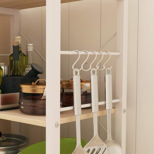 DlandHome Standing Baker's Racks Appliance Table Small Rolling Kitchen Cart Microwave Cart Stand, 3-Tier Kitchen Baker's Rack Utility Cart Microwave Stand Kitchen Shelf, W4-Maple