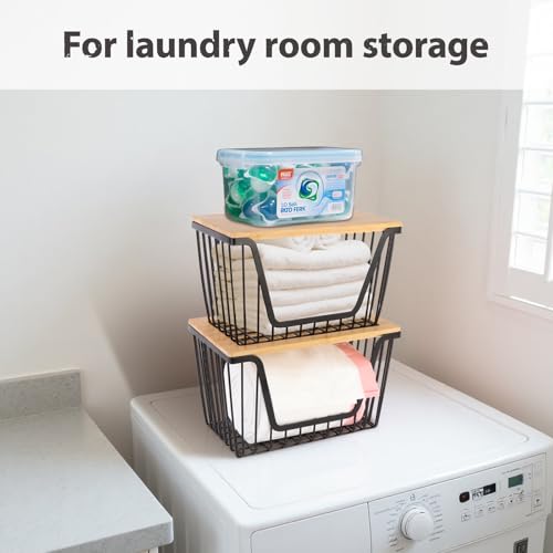 2 PACK Pantry Organizers and Storage, Stackable Onion Potato Bins | Large Wire Storage Basket, Breathable Design for Onion, Potato, Garlic, Fruit, Vegetables Fresh, Kitchen Pantry Storage - size: 2PACK